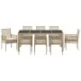 Conjunto de Comedor de Jardín de 9 Piezas con Cojines Beige de Poliratán de , Sillas de jardín - Ref: Foro24-3334892, Precio:...