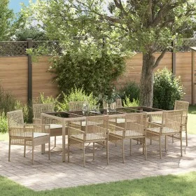Set de Comedor de Jardín de 9 Piezas con Cojines