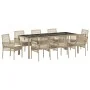 Set de Comedor de Jardín de 9 Piezas con Cojines Beig de Poliratán von , Gartenstühle - Ref: Foro24-3334893, Preis: 623,72 €,...