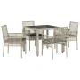 Set de Comedor de Jardín de 5 Piezas con Cojines Gris Claro de Poliratán von , Gartenstühle - Ref: Foro24-3334896, Preis: 327...