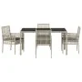 Conjunto de Comedor de Jardín de 5 Piezas con Cojines Gris Claro de Poliratán by , Garden chairs - Ref: Foro24-3334897, Price...