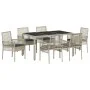 Juego de comedor de jardín de 7 piezas con cojines en gris claro de poliratán von , Gartenstühle - Ref: Foro24-3334898, Preis...