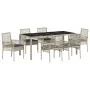 Juego de Comedor de Jardín de 7 Piezas con Cojines en Polirratán Gris Claro de , Sillas de jardín - Ref: Foro24-3334899, Prec...