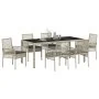 Juego de Comedor de Jardín de 7 Piezas con Cojines en Polirratán Gris Claro de , Sillas de jardín - Ref: Foro24-3334899, Prec...