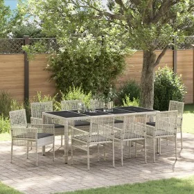 Conjunto de Comedor de Jardín de 9 Piezas Gris