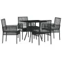 Juego de comedor de jardín de 5 piezas negro de poliratán de , Sillas de jardín - Ref: Foro24-3334924, Precio: 307,55 €, Desc...