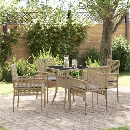 Juego de Comedor de Jardín de 5 Piezas Beige de Ratán Polímero by , Garden chairs - Ref: Foro24-3334930, Price: 320,50 €, Dis...