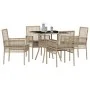 Juego de Comedor de Jardín de 5 Piezas Beige de Ratán Polímero by , Garden chairs - Ref: Foro24-3334930, Price: 320,50 €, Dis...