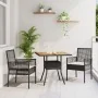 Set de Comedor de 3 Piezas para Jardín con Cojines Negros de Poliratán by , Garden chairs - Ref: Foro24-3334935, Price: 202,1...