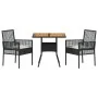 Set de Comedor de 3 Piezas para Jardín con Cojines Negros de Poliratán by , Garden chairs - Ref: Foro24-3334935, Price: 202,1...