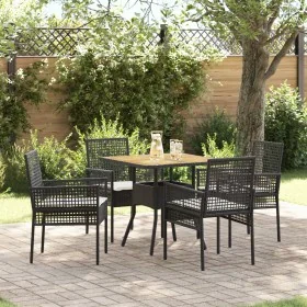 Conjunto de comedor de jardín de 5 piezas con cojines en negro de poliratán von , Gartenstühle - Ref: Foro24-3334936, Preis: ...