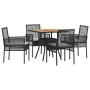Conjunto de comedor de jardín de 5 piezas con cojines en negro de poliratán de , Sillas de jardín - Ref: Foro24-3334936, Prec...