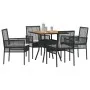 Conjunto de comedor de jardín de 5 piezas con cojines en negro de poliratán de , Sillas de jardín - Ref: Foro24-3334936, Prec...