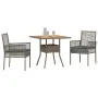 Conjunto de Comedor de Jardín de 3 Piezas con Cojines Gris Ratán Polímero de , Sillas de jardín - Ref: Foro24-3334937, Precio...