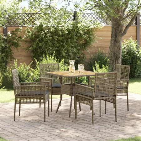 Juego de Comedor de Jardín de 5 Piezas con Cojines Gris Poliratán von , Gartenstühle - Ref: Foro24-3334938, Preis: 320,36 €, ...