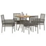 Juego de Comedor de Jardín de 5 Piezas con Cojines Gris Poliratán von , Gartenstühle - Ref: Foro24-3334938, Preis: 320,36 €, ...