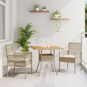 Juego de Comedor de Jardín de 3 Piezas con Cojines Beige Poliratán by , Garden chairs - Ref: Foro24-3334939, Price: 195,51 €,...