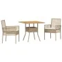Juego de Comedor de Jardín de 3 Piezas con Cojines Beige Poliratán von , Gartenstühle - Ref: Foro24-3334939, Preis: 199,69 €,...