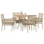 Conjunto de Comedor de Jardín de 5 Piezas con Cojines Beige Polirratán by , Garden chairs - Ref: Foro24-3334940, Price: 309,6...