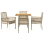 Conjunto de Comedor de Jardín de 5 Piezas con Cojines Beige Polirratán by , Garden chairs - Ref: Foro24-3334940, Price: 309,6...