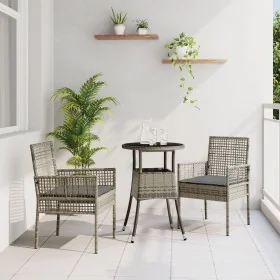 Juego de Comedor de Jardín de 3 Piezas Gris Ratán