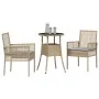 Juego de Comedor de Jardín Set de 3 Beige Mimbre, Vidrio Duradero | Foro24.es | Tu tienda online para hogar, jardín y más Foro24.es