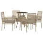 Conjunto de Comedor de Jardín de 5 Piezas Beige Polirratán de , Sillas de jardín - Ref: Foro24-3334948, Precio: 285,17 €, Des...