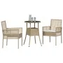 Juego de Comedor de Jardín de 3 Piezas Beige Polirratán by , Garden chairs - Ref: Foro24-3334949, Price: 171,41 €, Discount: %