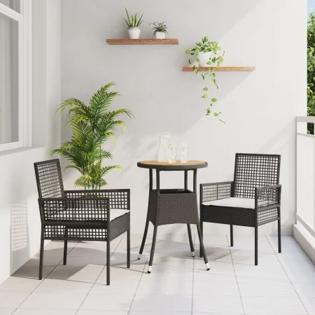 Juego de Comedor de Jardín de 3 Piezas Negro Poliratán de , Sillas de jardín - Ref: Foro24-3334951, Precio: 165,14 €, Descuen...