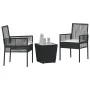 Conjunto Bistro de Jardín de 3 Piezas con Cojines en Ratan Sintético Negro de , Sillas de jardín - Ref: Foro24-3334955, Preci...