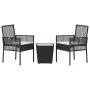 Conjunto Bistro de Jardín de 3 Piezas con Cojines en Ratan Sintético Negro de , Sillas de jardín - Ref: Foro24-3334955, Preci...