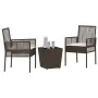 Conjunto de Bistro de Jardín de 3 Piezas con Cojines Marrón de Poliratán de , Sillas de jardín - Ref: Foro24-3334956, Precio:...