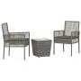 Set de Bistro de Jardín de 3 Piezas con Cojines en Gris de Poliratán by , Garden chairs - Ref: Foro24-3334957, Price: 167,78 ...