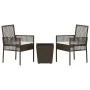 Conjunto de Bistro de Jardín de 3 Piezas con Cojines Marrón de Poliratán de , Sillas de jardín - Ref: Foro24-3334956, Precio:...