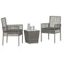 Set de Bistro de Jardín de 3 Piezas con Cojines en Gris de Poliratán by , Garden chairs - Ref: Foro24-3334957, Price: 167,78 ...