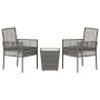 Set de Bistro de Jardín de 3 Piezas con Cojines en Gris de Poliratán by , Garden chairs - Ref: Foro24-3334957, Price: 167,78 ...