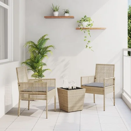 Conjunto de bistro de jardín de 3 piezas con cojines Beige de polirratán by , Garden chairs - Ref: Foro24-3334958, Price: 155...