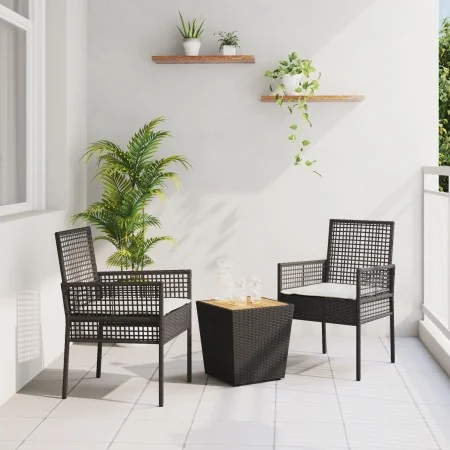 Conjunto de Bistro de Jardín de 3 Piezas con Cojines Ratan de Polipropileno Negro von , Gartenstühle - Ref: Foro24-3334960, P...