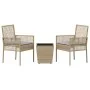 Conjunto de bistro de jardín de 3 piezas con cojines Beige de polirratán by , Garden chairs - Ref: Foro24-3334958, Price: 155...