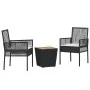 Conjunto de Bistro de Jardín de 3 Piezas con Cojines Ratan de Polipropileno Negro von , Gartenstühle - Ref: Foro24-3334960, P...