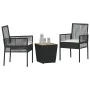 Conjunto de Bistro de Jardín de 3 Piezas con Cojines Ratan de Polipropileno Negro von , Gartenstühle - Ref: Foro24-3334960, P...