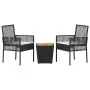 Conjunto de Bistro de Jardín de 3 Piezas con Cojines Ratan de Polipropileno Negro von , Gartenstühle - Ref: Foro24-3334960, P...