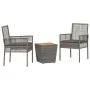 Conjunto de Bistro de Jardín de 3 Piezas con Cojines Gris de Poliratán von , Gartenstühle - Ref: Foro24-3334961, Preis: 178,7...