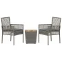 Conjunto de Bistro de Jardín de 3 Piezas con Cojines Gris de Poliratán von , Gartenstühle - Ref: Foro24-3334961, Preis: 178,7...