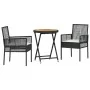 Set de Bistro de Jardín de 3 Piezas con Cojines Ratané Negro de , Sillas de jardín - Ref: Foro24-3334967, Precio: 164,04 €, D...