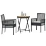 Set de Bistro de Jardín de 3 Piezas con Cojines Ratané Negro de , Sillas de jardín - Ref: Foro24-3334967, Precio: 164,04 €, D...