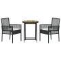 Set de Bistro de Jardín de 3 Piezas con Cojines Ratané Negro de , Sillas de jardín - Ref: Foro24-3334967, Precio: 164,04 €, D...