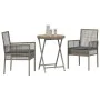 Set de Bistro de Jardín de 3 Piezas con Cojines Gris de Poliratán de , Sillas de jardín - Ref: Foro24-3334968, Precio: 166,10...
