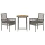 Set de Bistro de Jardín de 3 Piezas con Cojines Gris de Poliratán de , Sillas de jardín - Ref: Foro24-3334968, Precio: 166,10...