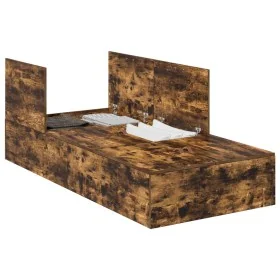 Estructura de Cama Roble Ahumado Madera Maciza